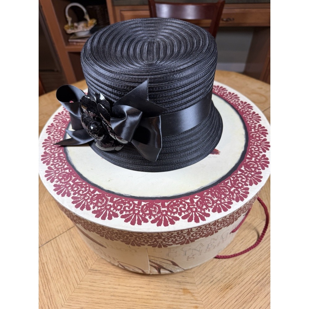 FRANK OLIVE BLACK VINTAGE  STRAW HAT